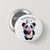 Badge Rond 5 Cm Bouton fille d'anniversaire de l'ours Panda mignon (Devant & derrière)