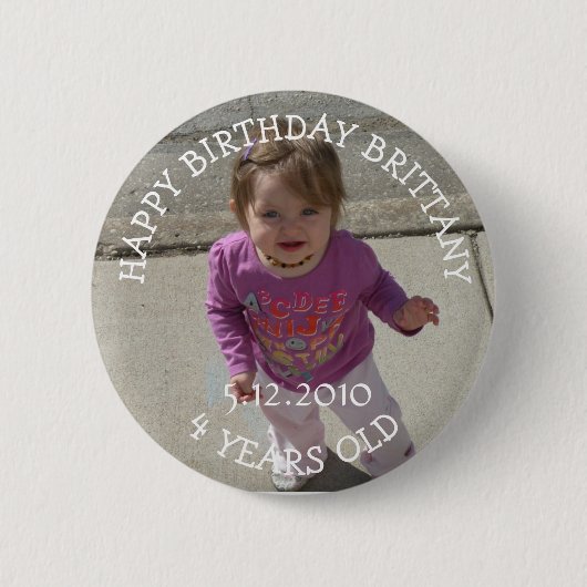Badge Rond 5 Cm Bouton Fille d'anniversaire personnalisé (Devant)