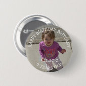 Badge Rond 5 Cm Bouton Fille d'anniversaire personnalisé (Devant & derrière)