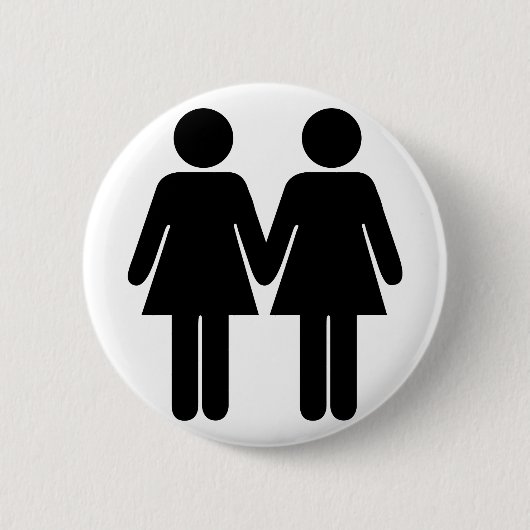 Badge Rond 5 Cm Bouton Fille + Fille (Devant)