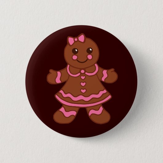 Badge Rond 5 Cm Bouton fille pain d'épices (Devant)
