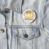 Badge Rond 5 Cm Bouton Fille Smiley (En situation)