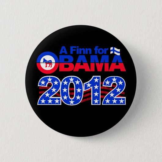 Badge Rond 5 Cm Bouton FINN FOR OBAMA 2012 (Devant)