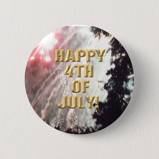 Badge Rond 5 Cm Bouton Fireworks 14 4 juillet (Devant)