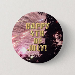Badge Rond 5 Cm Bouton Fireworks 17 4 juillet