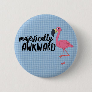 Badge Rond 5 Cm Bouton Flamant rose Majestiquement Awkward