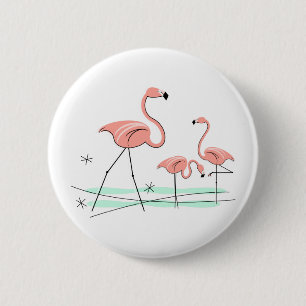 Badge Rond 5 Cm Bouton Flamant rose Ocean Trio 2