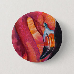 Badge Rond 5 Cm Bouton Flamant rose rose