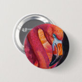 Badge Rond 5 Cm Bouton Flamant rose rose (Devant & derrière)