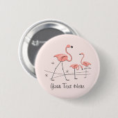 Badge Rond 5 Cm Bouton Flamant rose rose Trio 2 'Texte' (Devant & derrière)