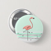 Badge Rond 5 Cm Bouton Flamant rose vert (Devant & derrière)