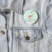 Badge Rond 5 Cm Bouton Flamant rose vert (En situation)