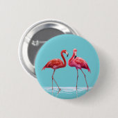 Badge Rond 5 Cm Bouton Flamants roses (Devant & derrière)