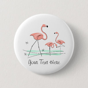 Badge Rond 5 Cm Bouton Flamants roses Ocean Trio 2 'Texte'