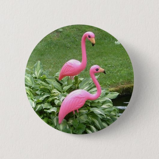 Badge Rond 5 Cm Bouton FLAMANTS ROSES PINK (Devant)