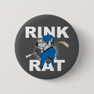 Badge Rond 5 Cm Bouton Flare du joueur de hockey de Rat bleu et gr