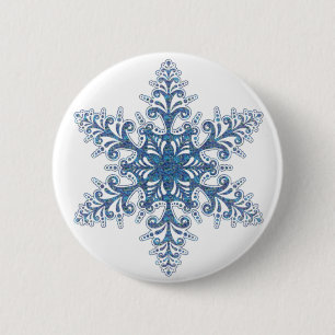 Badge Rond 5 Cm Bouton Flèche de neige bleu