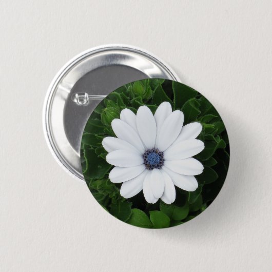 Badge Rond 5 Cm Bouton Fleur blanche (Devant & derrière)