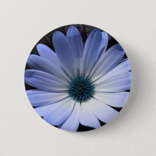Badge Rond 5 Cm Bouton Fleur Bleu Faisy