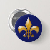 Badge Rond 5 Cm Bouton Fleur de Lis en Marine et Or (Devant & derrière)