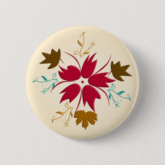 Badge Rond 5 Cm Bouton Fleur de Noël rouge (Devant)