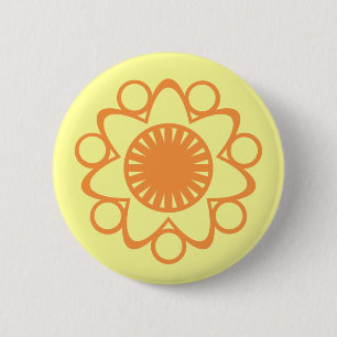 Badge Rond 5 Cm Bouton Fleur de Vie, Orange