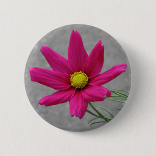 Badge Rond 5 Cm Bouton Fleur rose