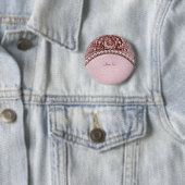 Badge Rond 5 Cm Bouton Fleur Rose (En situation)