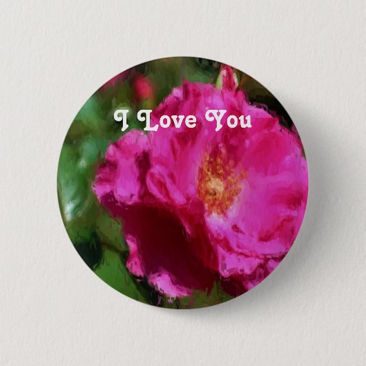 Badge Rond 5 Cm Bouton Fleur Rose Pink (Devant)