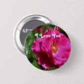 Badge Rond 5 Cm Bouton Fleur Rose Pink (Devant & derrière)