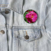 Badge Rond 5 Cm Bouton Fleur Rose Pink (En situation)