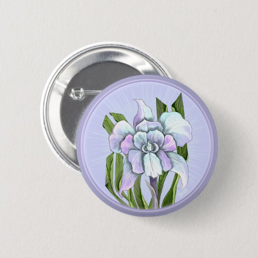 Badge Rond 5 Cm Bouton fleur Smeraldo (Devant & derrière)