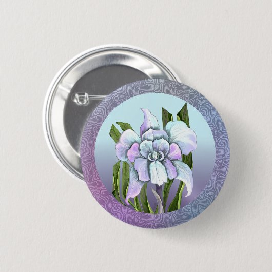 Badge Rond 5 Cm Bouton fleur Smeraldo (Devant & derrière)