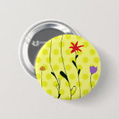 Badge Rond 5 Cm Bouton Fleurs (Devant & derrière)