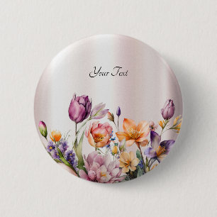 Badge Rond 5 Cm Bouton Fleurs de ressort colorées