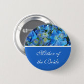 Badge Rond 5 Cm bouton fleurs d'hydrangée bleue (Devant & derrière)