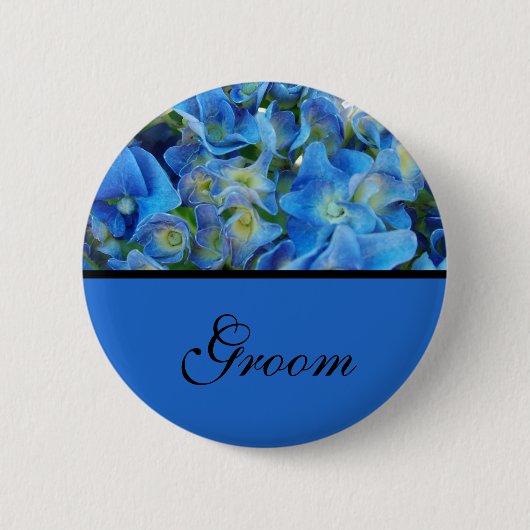 Badge Rond 5 Cm bouton fleurs d'hydrangée bleue (Devant)