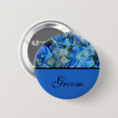 Badge Rond 5 Cm bouton fleurs d'hydrangée bleue (Devant & derrière)