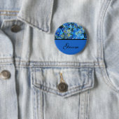 Badge Rond 5 Cm bouton fleurs d'hydrangée bleue (En situation)
