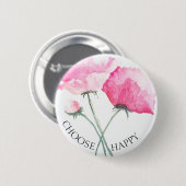 Badge Rond 5 Cm Bouton Fleurs roses (Devant & derrière)