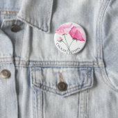 Badge Rond 5 Cm Bouton Fleurs roses (En situation)