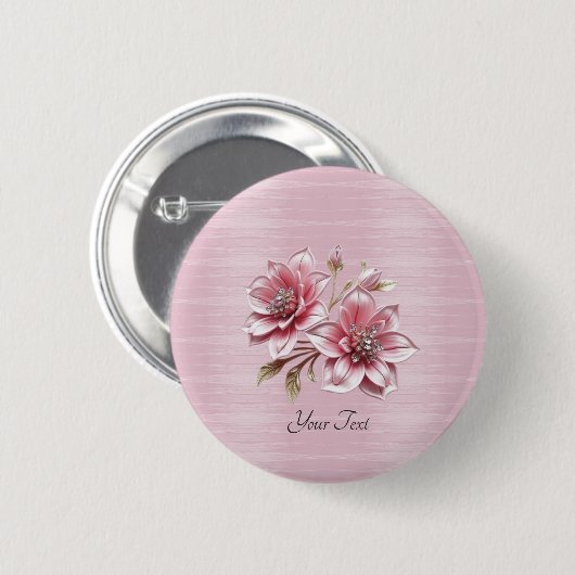 Badge Rond 5 Cm Bouton Fleurs roses modernes (Devant & derrière)