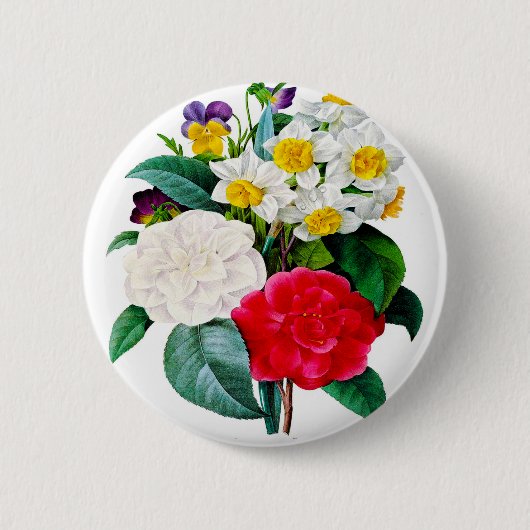 Badge Rond 5 Cm Bouton Fleurs vintages (Devant)