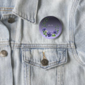 Badge Rond 5 Cm Bouton Fleurs Violettes Aquarelle (En situation)