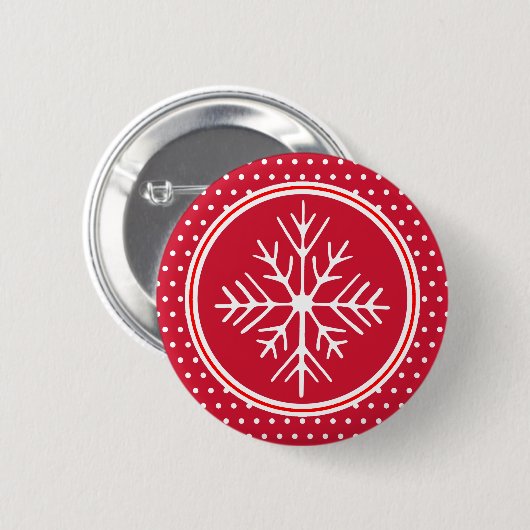 Badge Rond 5 Cm Bouton Flocon de neige (Devant & derrière)