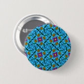 Badge Rond 5 Cm Bouton floral abstrait (Devant & derrière)