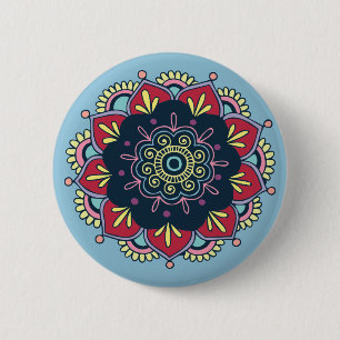 Badge Rond 5 Cm bouton floral bohème