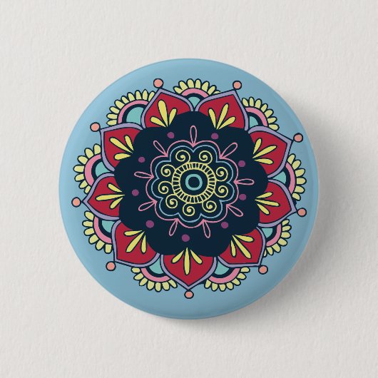 Badge Rond 5 Cm bouton floral bohème (Devant)