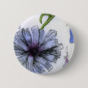 Badge Rond 5 Cm Bouton floral "chickory"