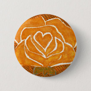 Badge Rond 5 Cm Bouton floral "Coeur Rose #3"